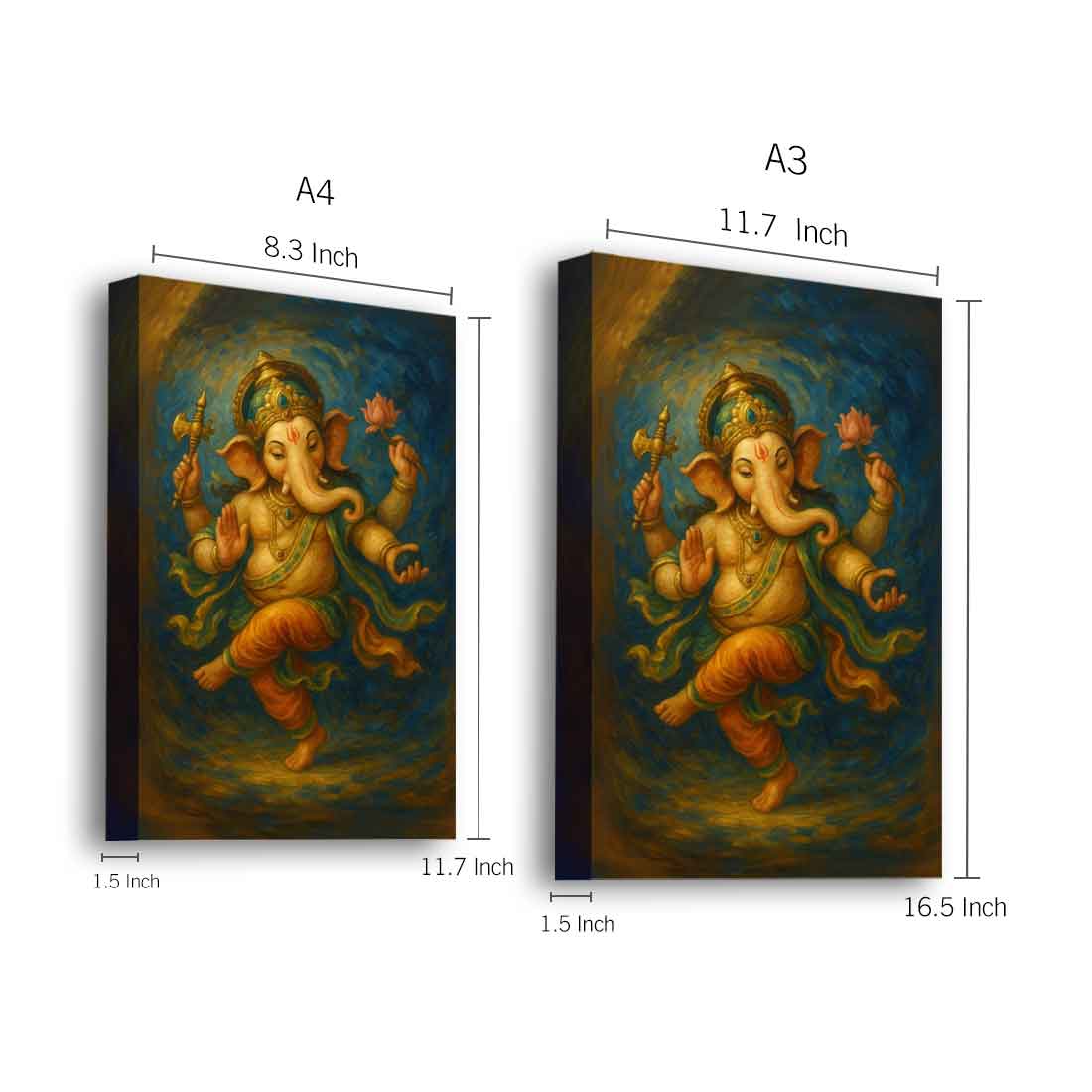 Ganpati Photo Frame for Wall with LED Light, HD Print– idea for Home Temple, Décor, or Gifting
