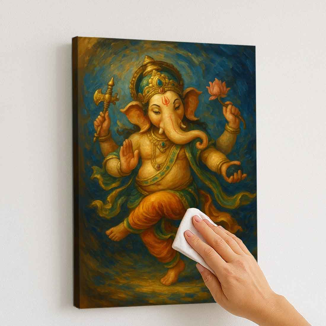 Ganpati Photo Frame for Wall with LED Light, HD Print– idea for Home Temple, Décor, or Gifting