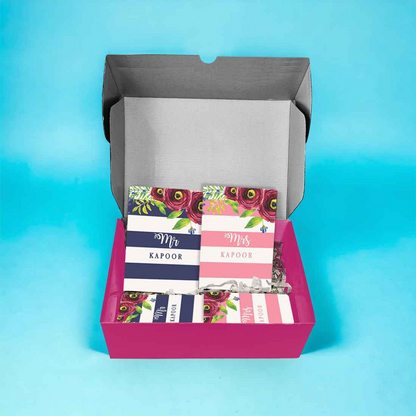 Personalize Couples Mr & Mrs Passport Cover with Luggage Tag Gift Set