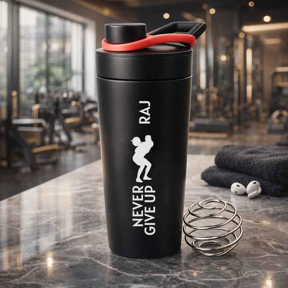 Customised Weight Gainer Shaker Bottle Stainless Steel Protein Mixer with Whisk Ball