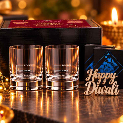 Peg Measurement Glasses – Diwali Card Party Gift with Premium Playing Cards