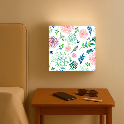 White Best Square Wall Lamp Light - Cute Flowers
