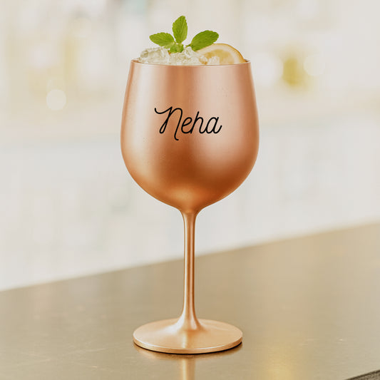 Personalized Non Breakable Drinkware Stainless Steel Wine Glasses Copper Finish Goblets