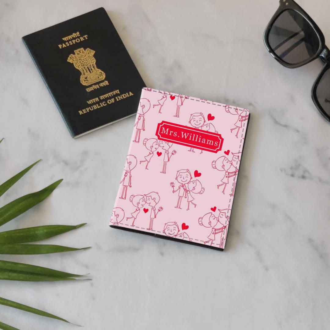 Customized Couple Passport Holder Luggage Tag Gift Box- Mr Mrs Passport Sleeve and Bag Tag Set