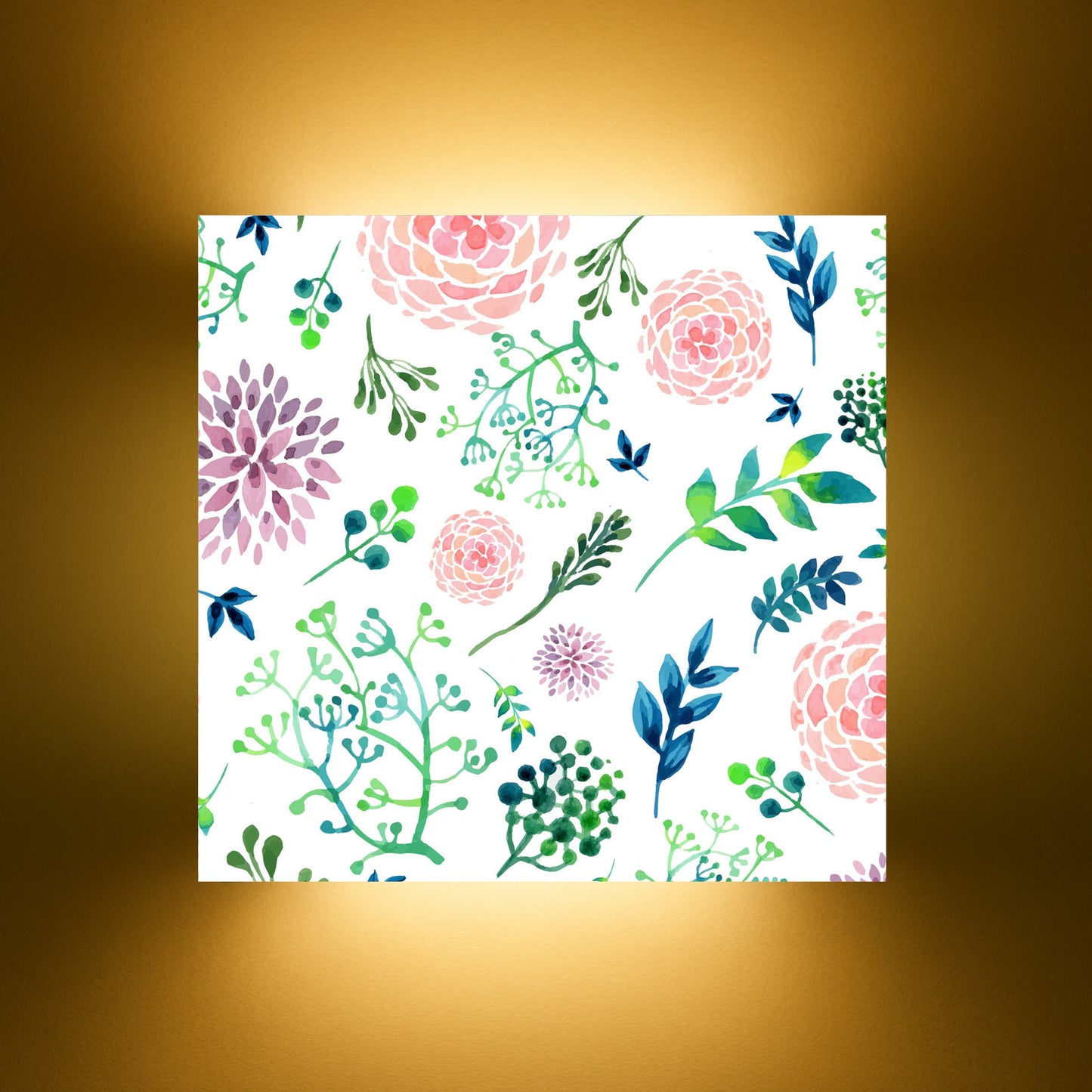 White Best Square Wall Lamp Light - Cute Flowers