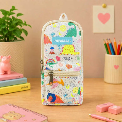 Custom Pencil Pouch with Dual Pockets & Name Personalization | Birthday Gift for Kids | PU Leather