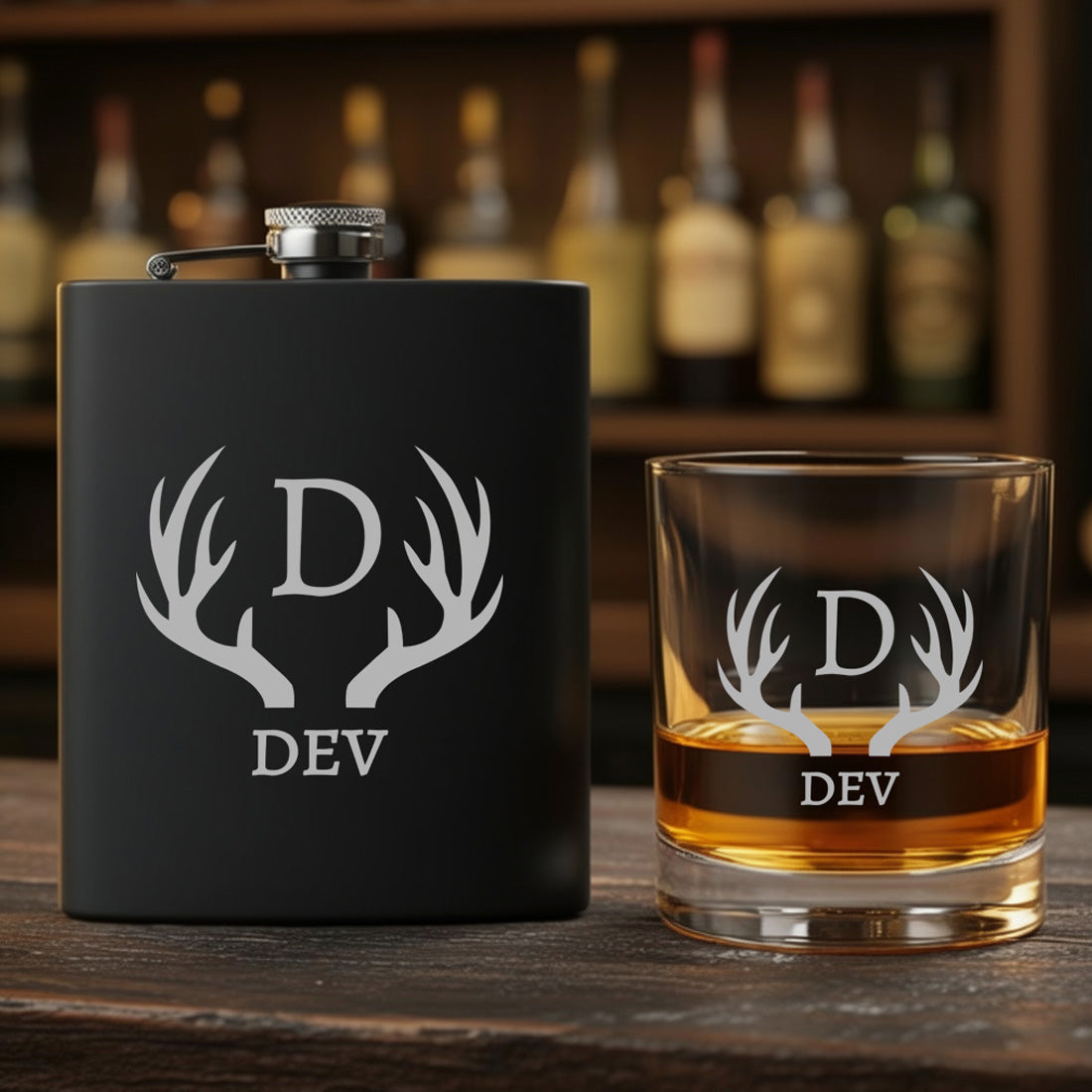 Custom Engraved Whiskey Glass Hip Flask with Funnel Gift Set Box