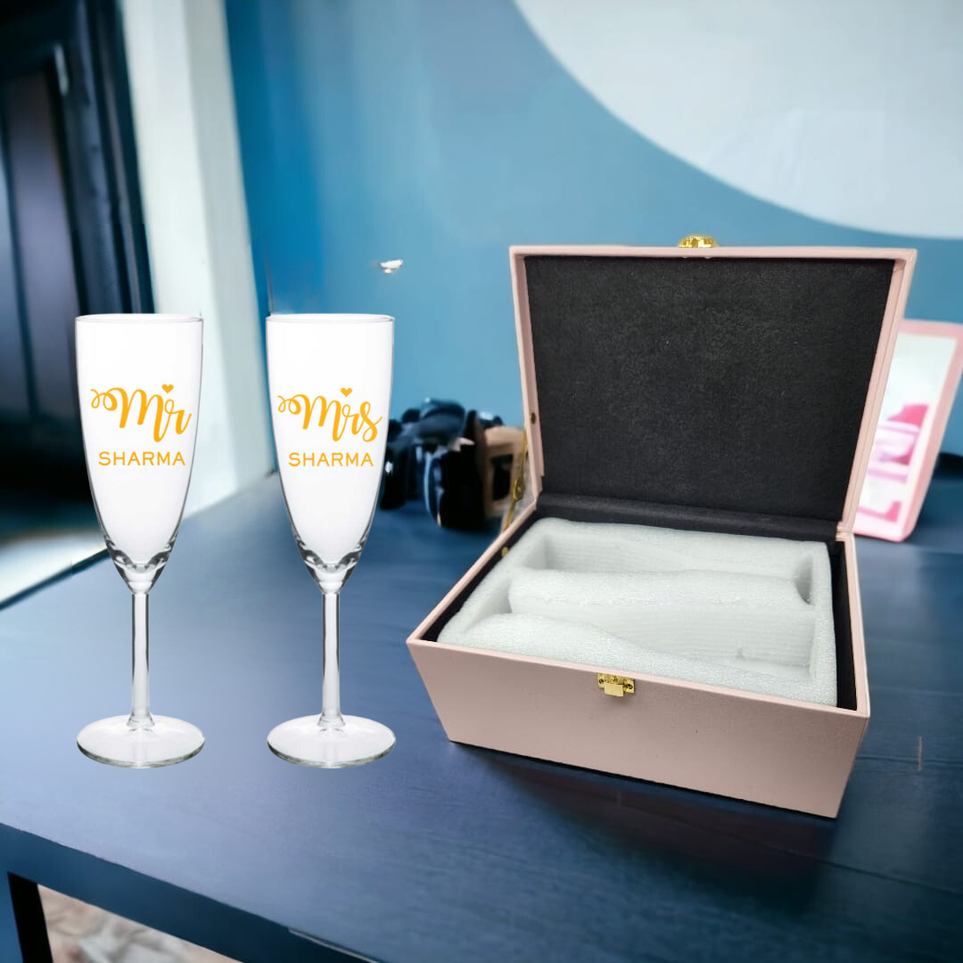 Champagne Glasses Anniversary Gifts for Couples Set of 2 - Mr And Mrs
