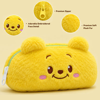 Personalised Pencil Pouch with 3D Ears & Custom Name | Birthday Gift for Kids | Plush Faux Fur