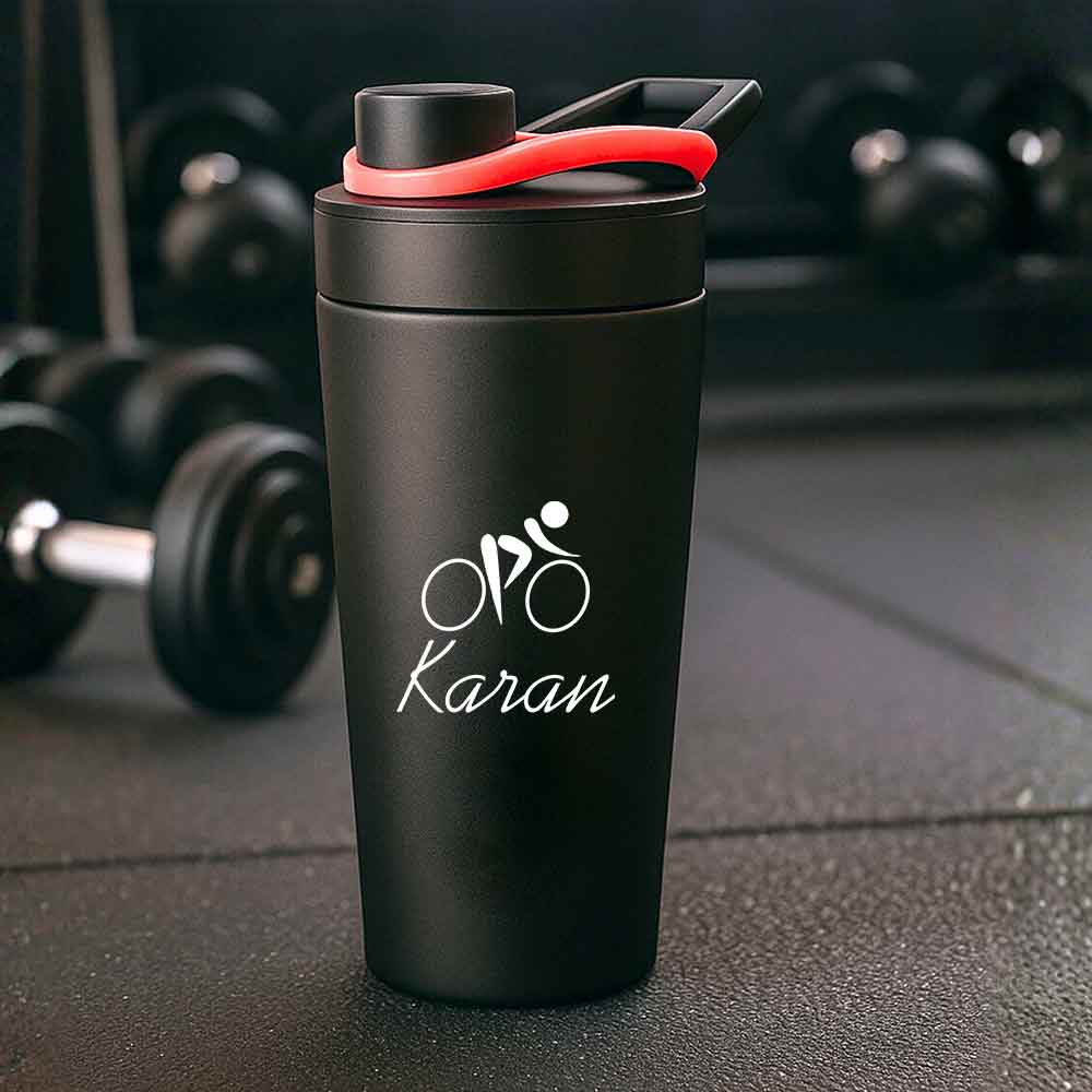 Personalized Protein Steel Shaker for Gym Workout Custom Shake Mixer with Whisk Ball