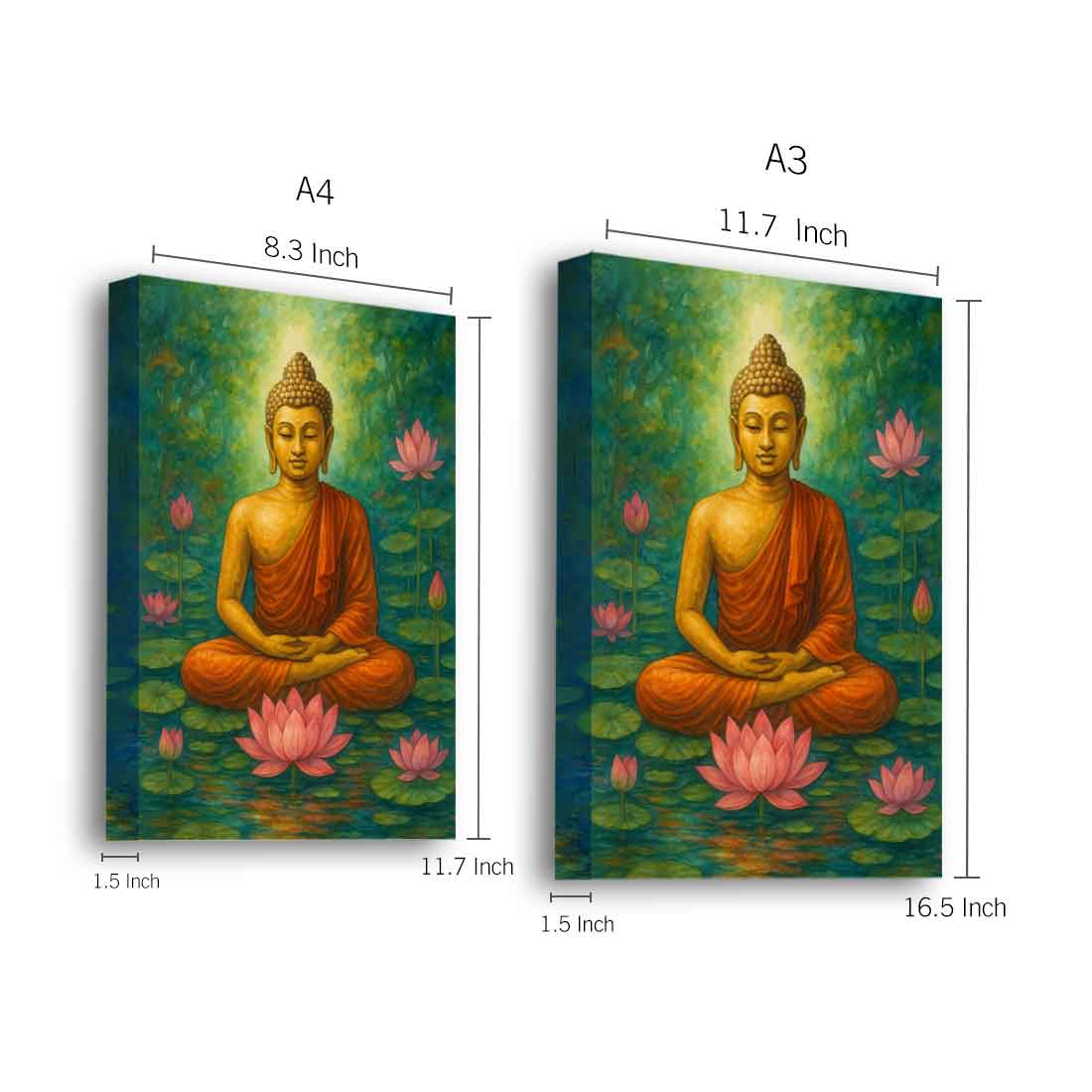 Gautam Buddha Photo Frame with LED Light – Premium Acrylic Wall Art for Elegant Home & Office Décor