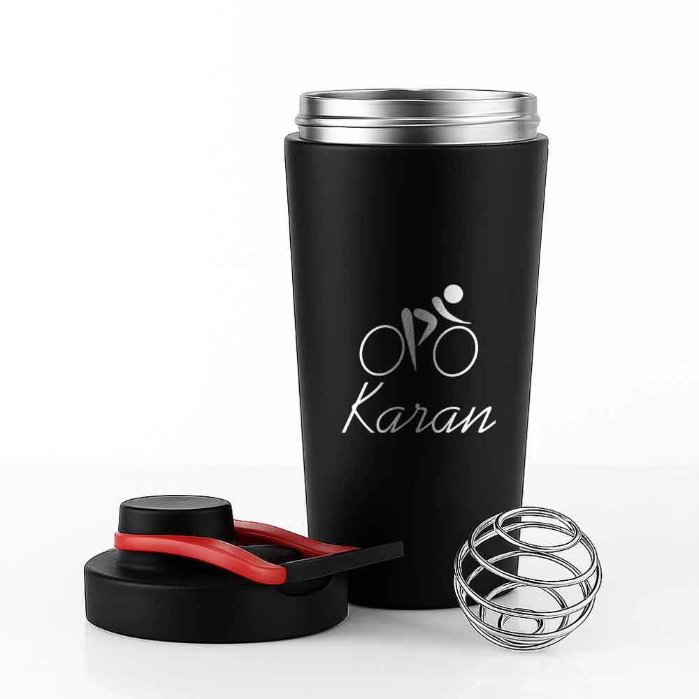 Personalized Protein Steel Shaker for Gym Workout Custom Shake Mixer with Whisk Ball