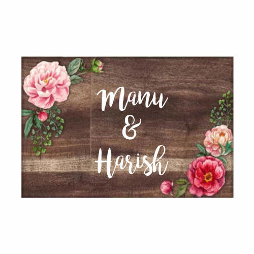 Personalized Name Plates for Home Flats Restaurants Office Cafe - Floral Roses