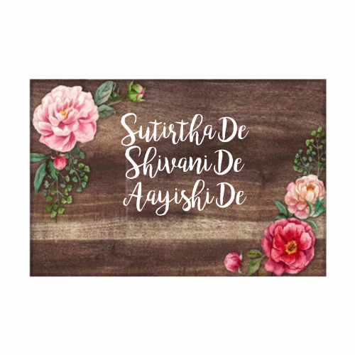 Personalized Name Plates for Home Flats Restaurants Office Cafe - Floral Roses