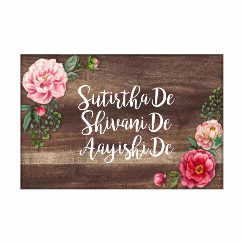 Personalized Name Plates for Home Flats Restaurants Office Cafe - Floral Roses