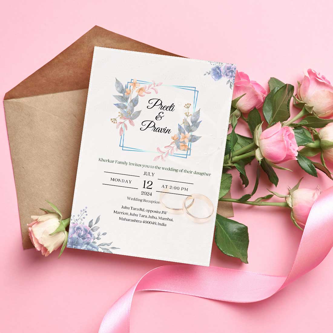Weeding Invitations Cards Modern Wedding Invitation Card Template With