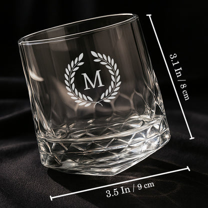 Custom Scotch Drinking Glasses – Engraved Rotating Diamond-Cut Premium Whisky Glasses, Gift for Men, Birthdays & Barware Lovers