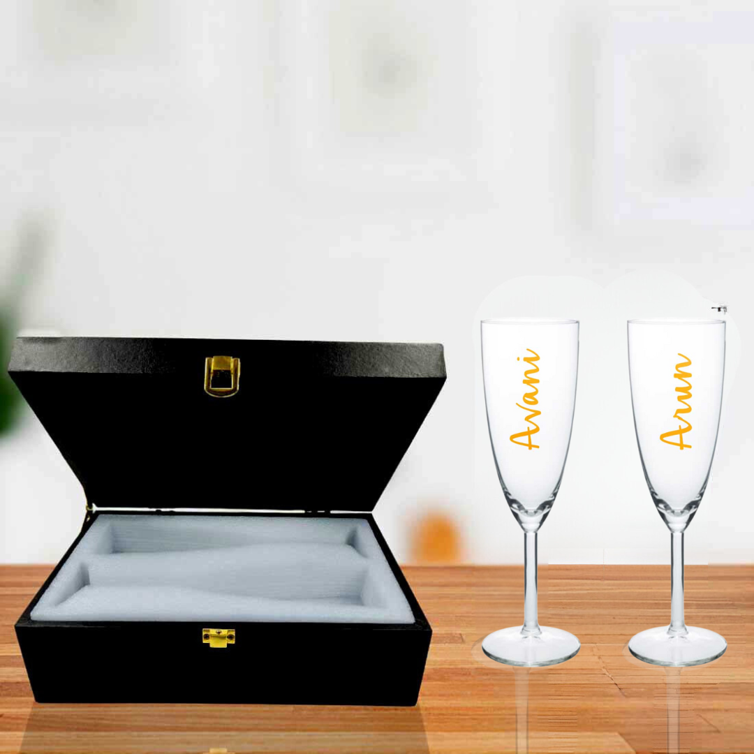 Customized Champagne Glasses With Name Wedding Anniversary Gift - Add Names