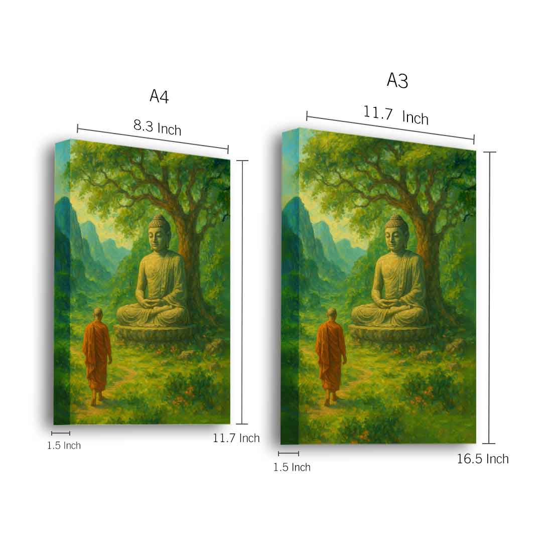 Lord Buddha Photo Frame with LED Light - Tranquil Glow Wall Art for Home & Office Décor