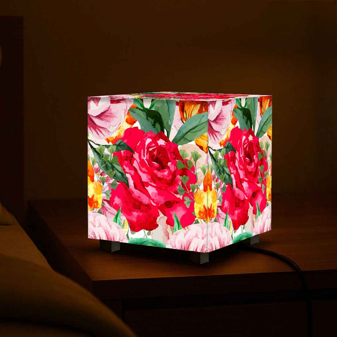 Nutcase Cube Lamp for Bedroom – Mini LED Lamps for Home - Floral