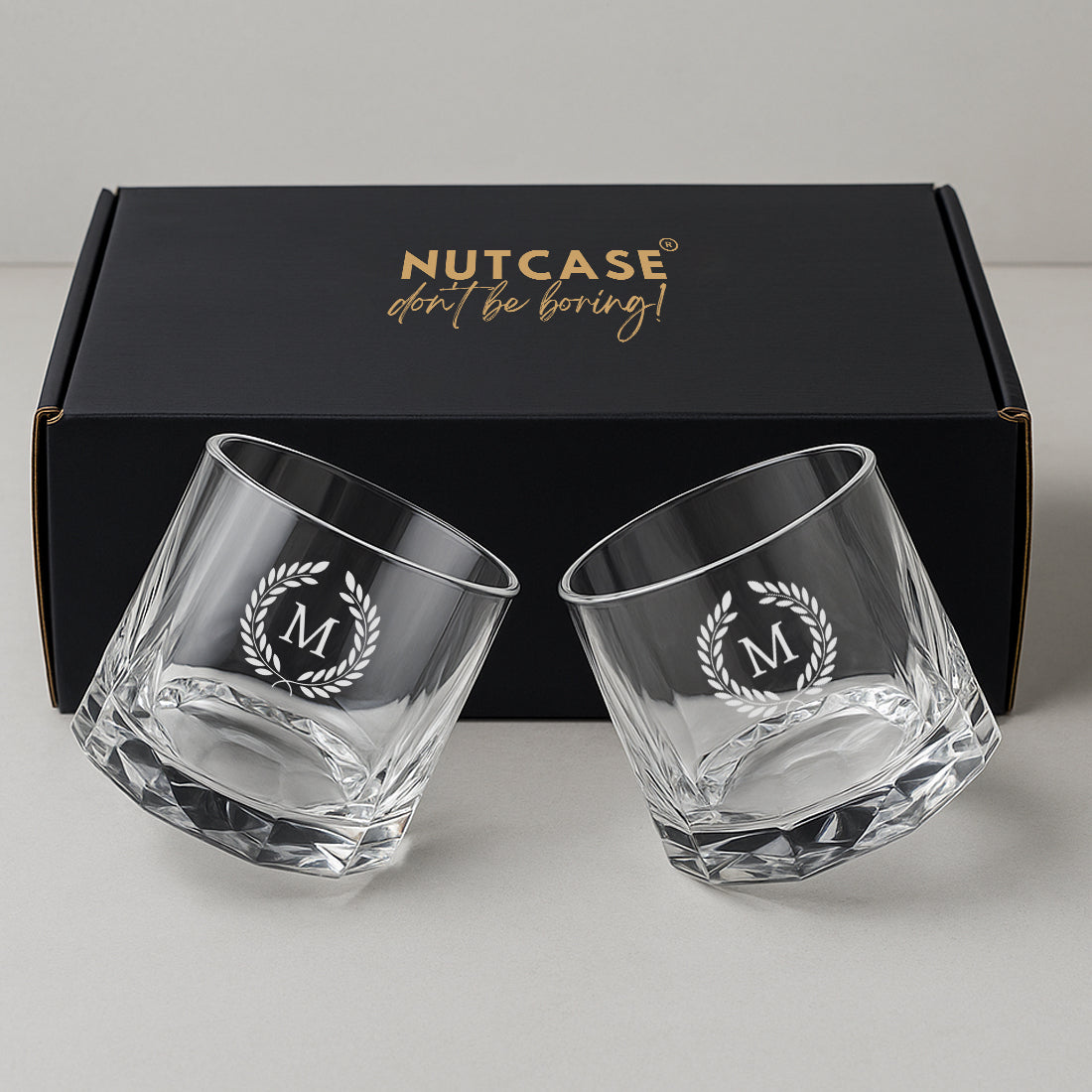 Custom Scotch Drinking Glasses – Engraved Rotating Diamond-Cut Premium Whisky Glasses, Gift for Men, Birthdays & Barware Lovers
