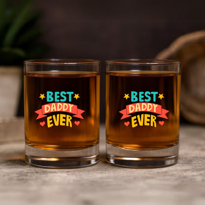 Father Day Gift – Whiskey Glass Set of 2 – Best Dad Ever Gift Idea