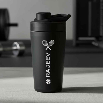 Personalised Gym Shaker Bottle for Protein Shakes Stainless Steel Mixer with Whisk Ball