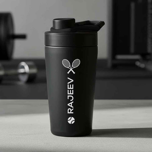 Personalised Gym Shaker Bottle for Protein Shakes Stainless Steel Mixer with Whisk Ball