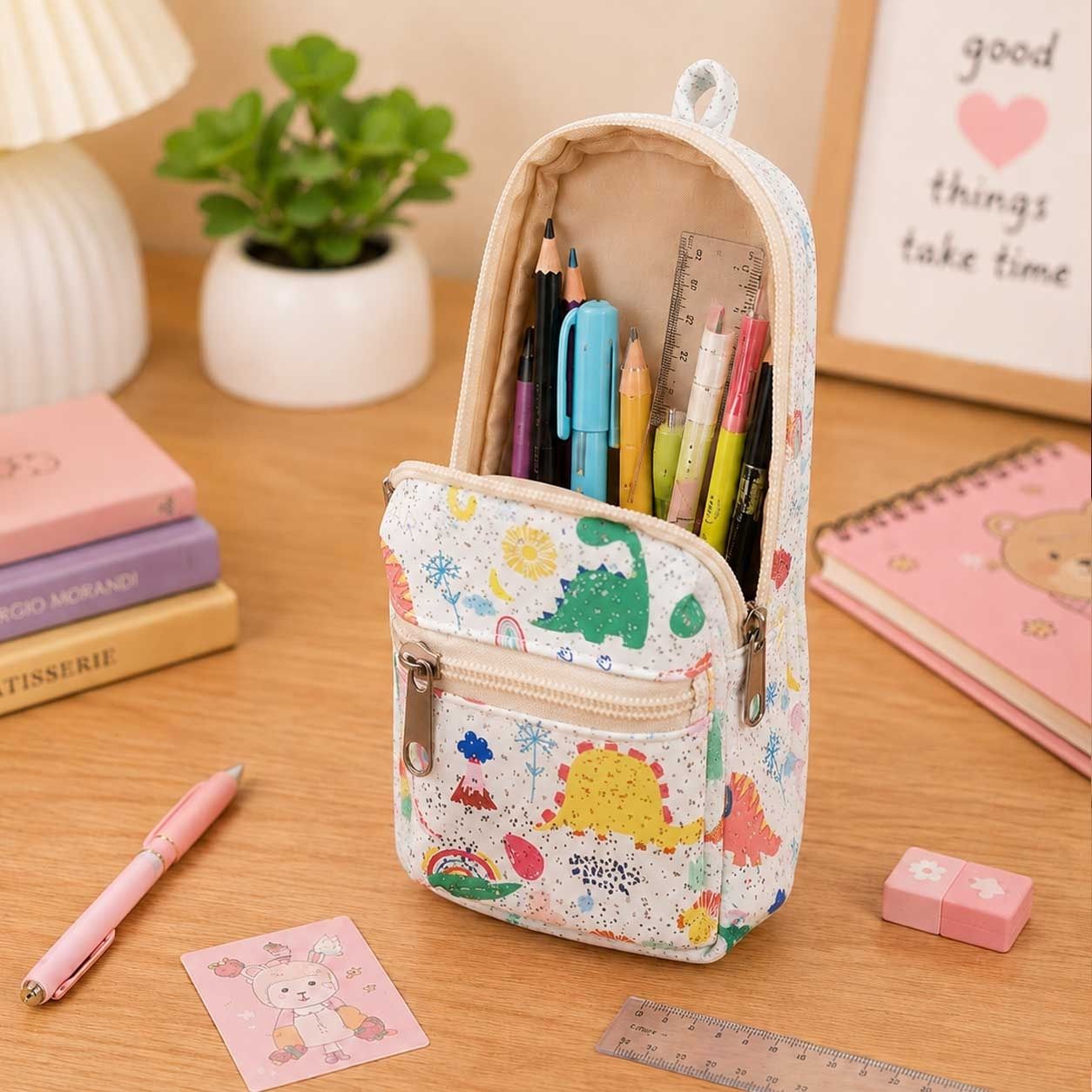 Custom Pencil Pouch with Dual Pockets & Name Personalization | Birthday Gift for Kids | PU Leather