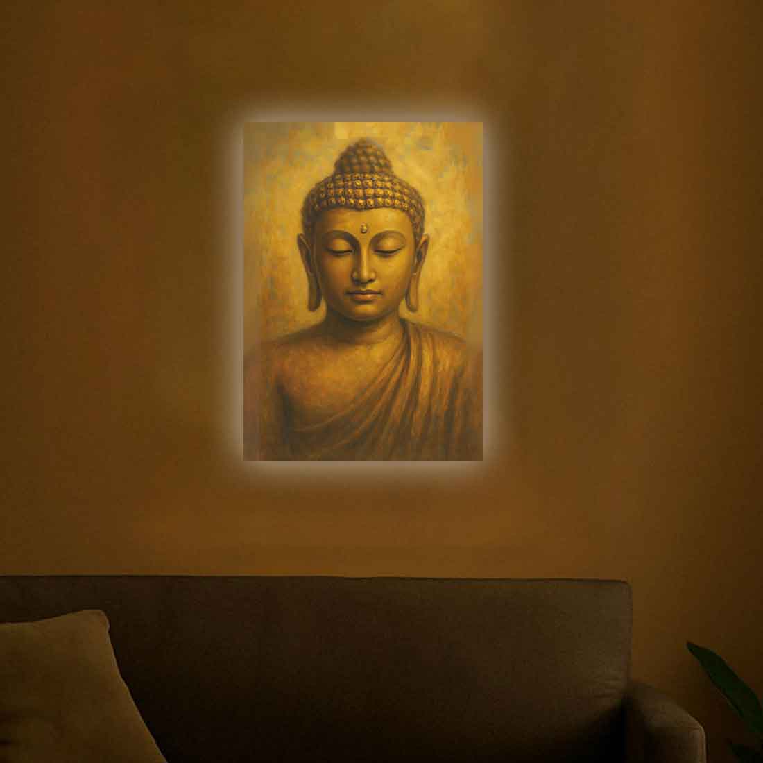 Buddha Photo Frame for Wall with LED Light – Elegant Acrylic Art for Home & Office Décor