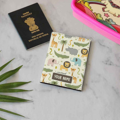 Personalized Children Passport Cover Luggage Tag Set - Animals and Cactus