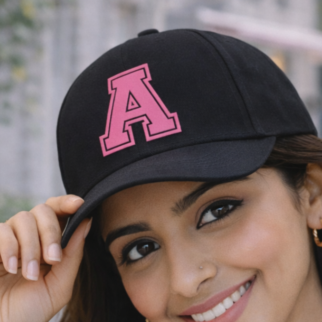 Personalized Black Caps for Ladies with Initial