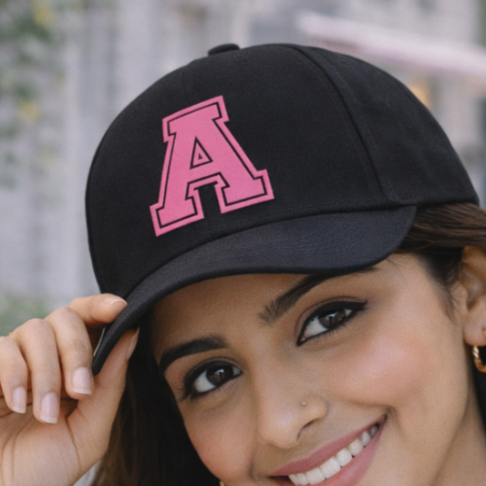 Personalized Black Caps for Ladies with Initial