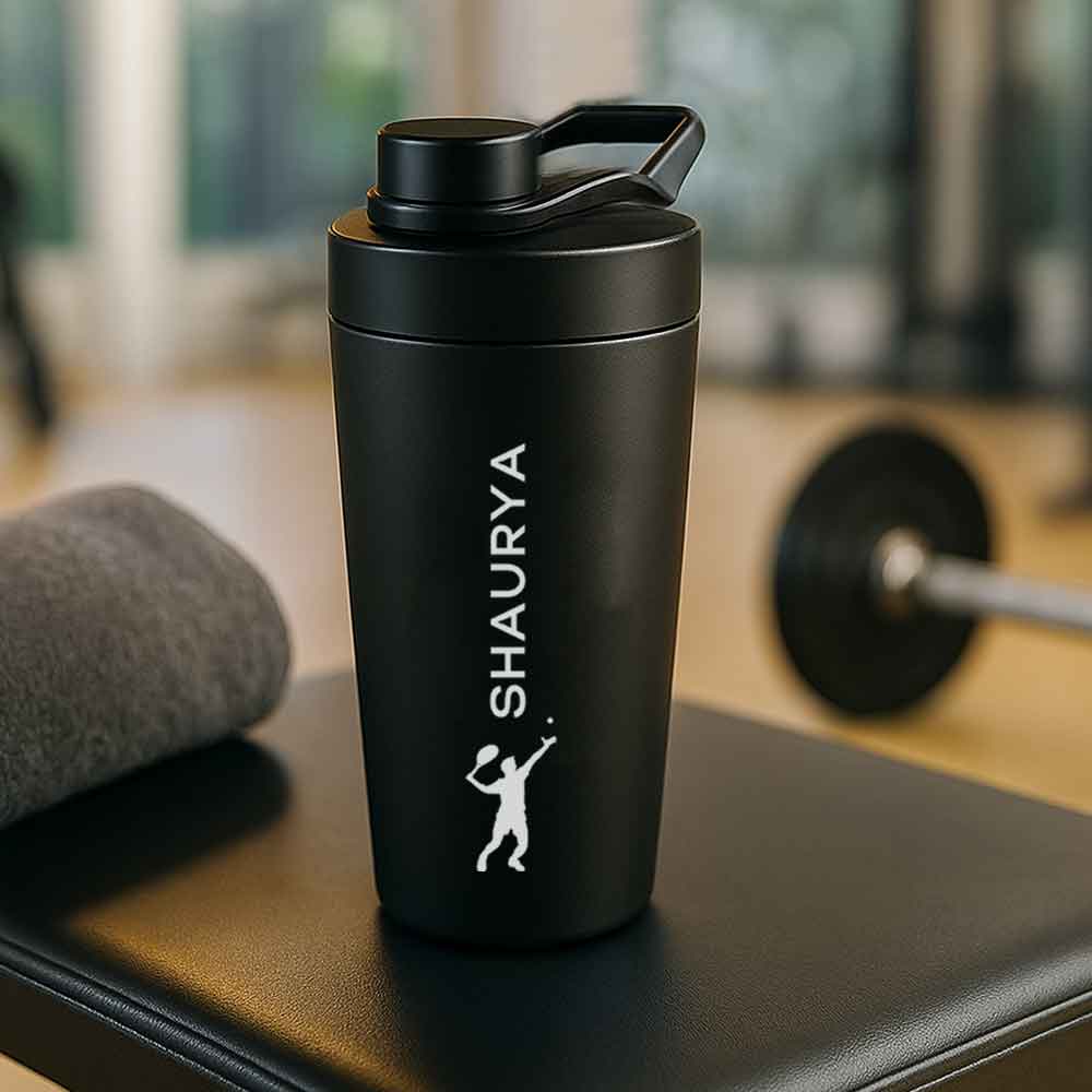 Customised Weight Gainer Shaker Bottle Stainless Steel Protein Mixer with Whisk Ball