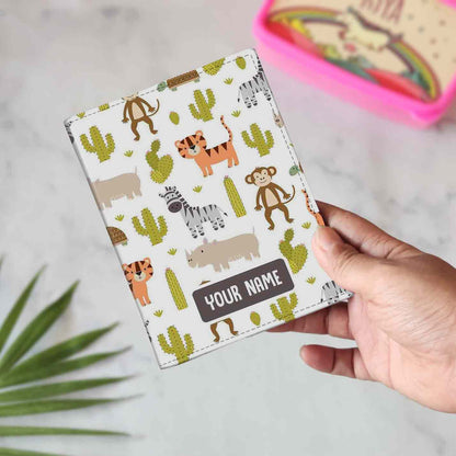 Personalized Children Passport Cover Luggage Tag Set - Animals and Cactus