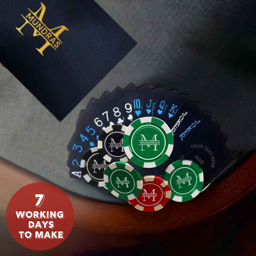 Personalized Playing Cards and Poker Playing Set-2 Deck of Non-Tearable Playing Cards and 100/200/300 Chips in 5 Color