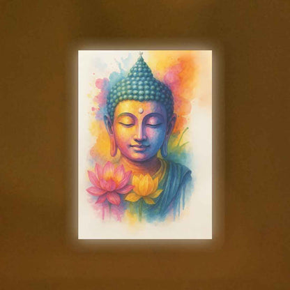 Buddha Frame Photo with LED Lighting – Premium Acrylic Wall Art for Home & Office Décor