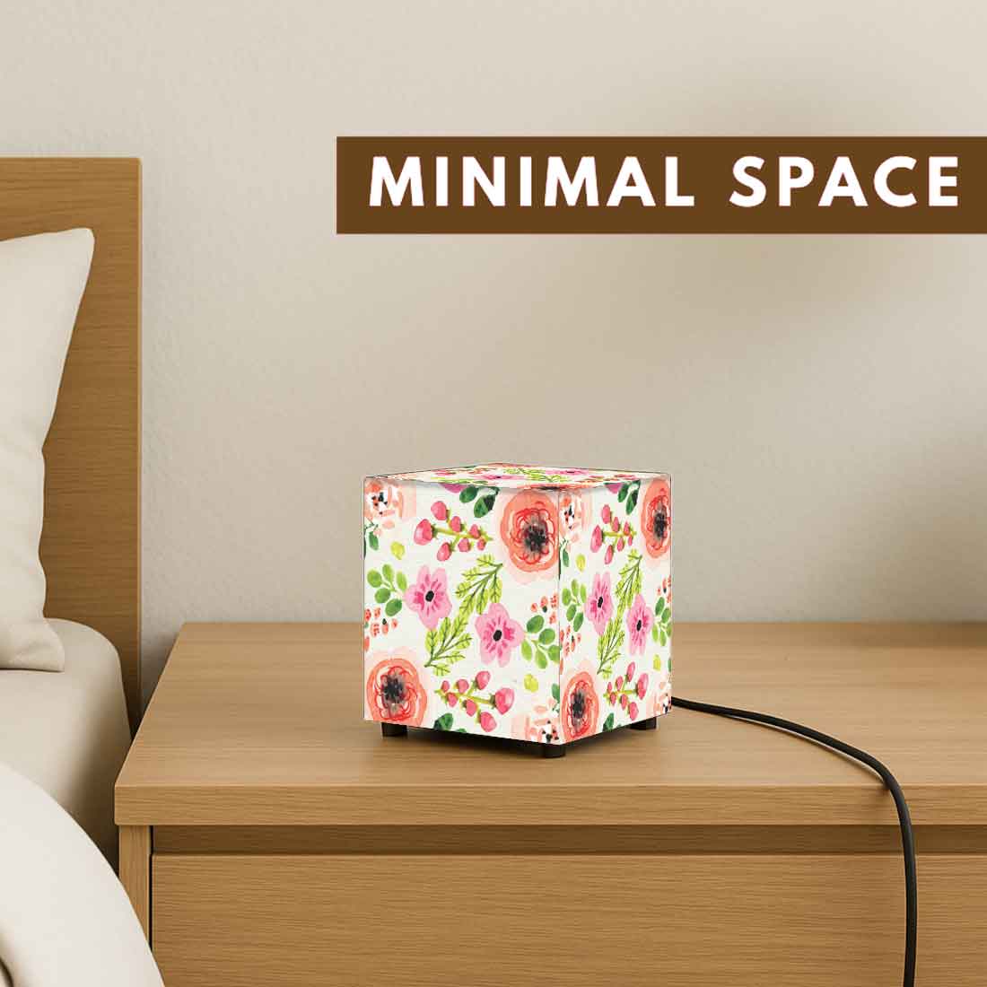 Nutcase Cube Lamp for Bedroom – Mini LED Lamps for Home - Floral