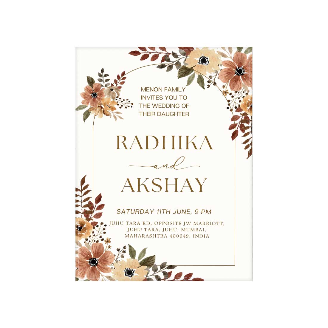 Reception Cards for Wedding - Personalized Marriage Invitation Card