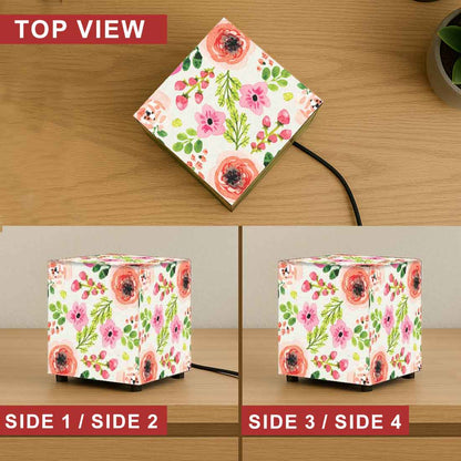 Nutcase Cube Lamp for Bedroom – Mini LED Lamps for Home - Floral