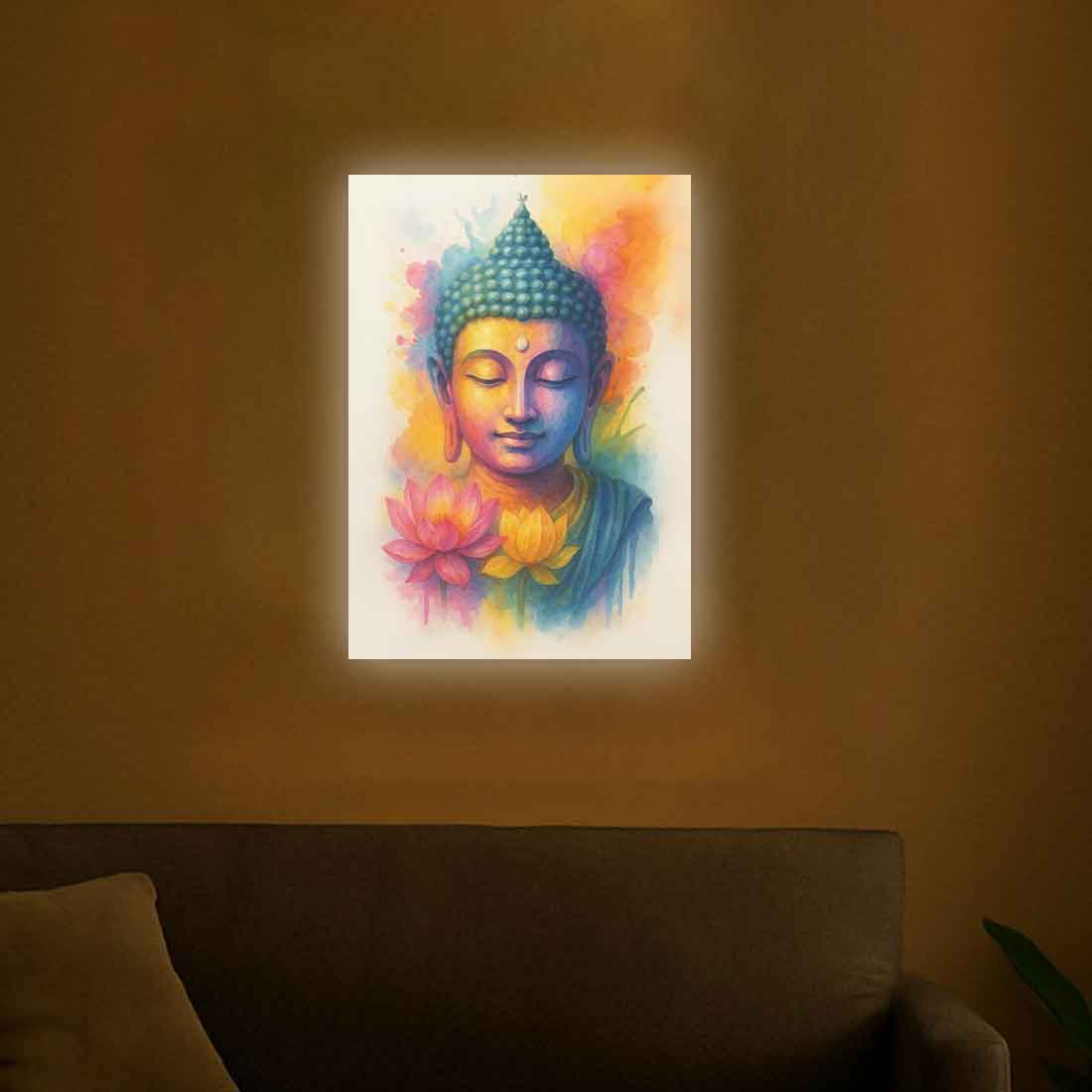 Buddha Frame Photo with LED Lighting – Premium Acrylic Wall Art for Home & Office Décor