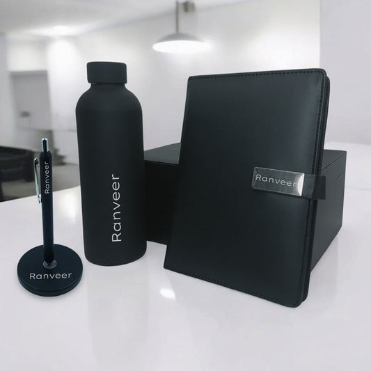 Personalized Teachers Day Present Gift Set with Pen for Teacher, Diary & Bottle