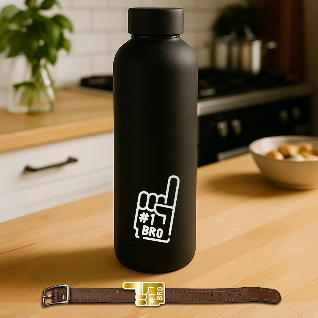 Double Insulated Bottle 500ml Gift for Brother  -  Raksha Bandhan Gift Stainless Steel Water Bottle Leakproof, BPA-Free | #1 Bro