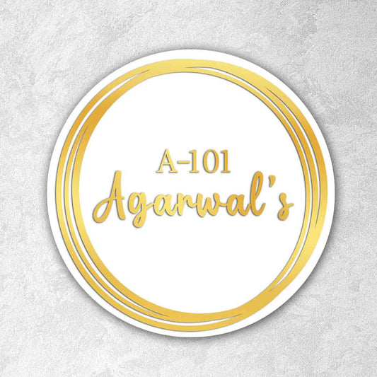 Personalised Golden Acrylic Letters House Name Plate Design for Door Entrance - Gold Rim