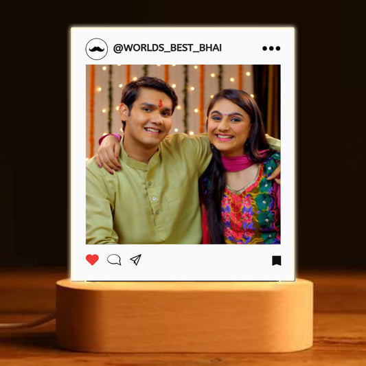 Personalized LED Lamp for Brother – Rakhi Gift 2025 | Unique Raksha Bandhan Gift Idea | Acrylic Night Light with Photo | Table Decor Lamp for Bhai