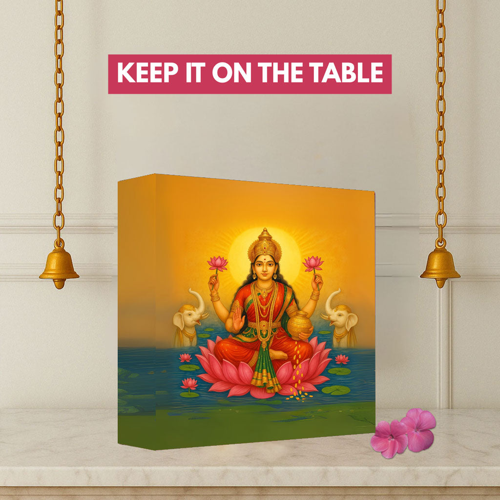 Goddess Laxmi Lamp Divine Light for Home Temple, Table or Wall Décor