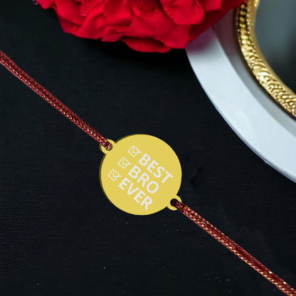 Stylish Best Brother Rakhi - Golden Round Acrylic Rakhi for Brother