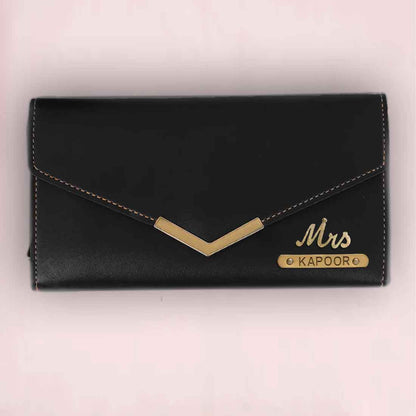 Womens Personalised Wallet with Charms - Faux Leather Clutch Purses for Ladies