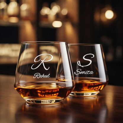 Nutcase Personalized Hexagon Whiskey Glass - Custom Engraved Modern Scotch Glass & Luxury Gift for Men