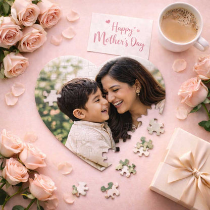 Custom Mother's Day Gift - Personalized Heart Photo Puzzle for Mom